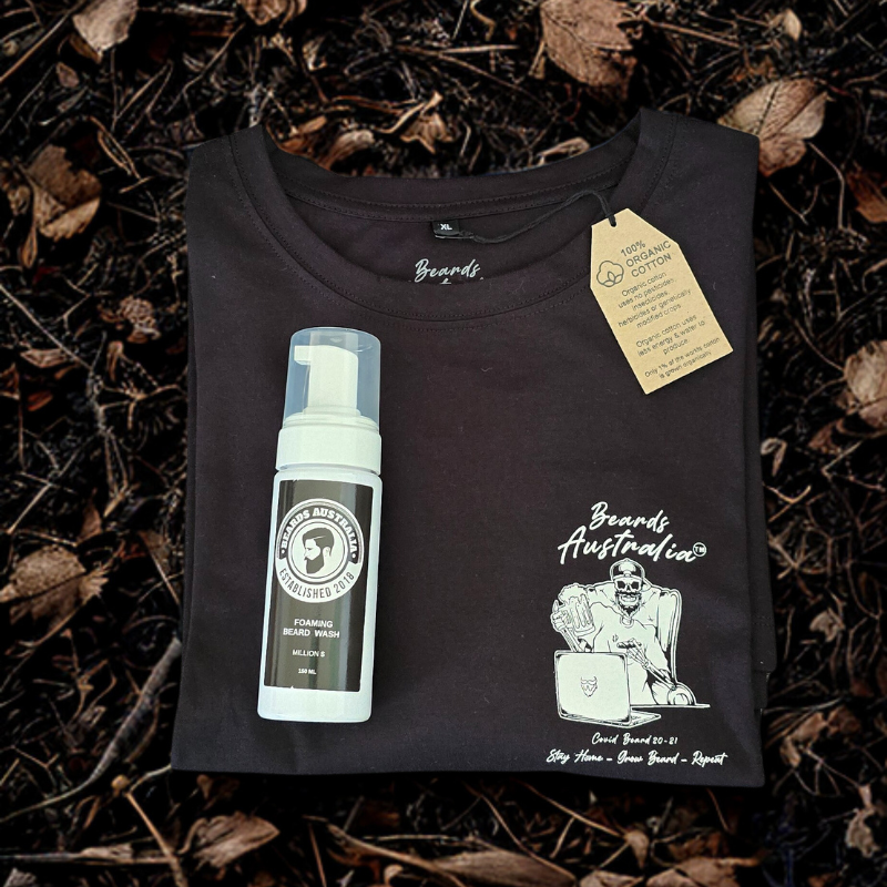 Beards Australia Organic Black Cotton Covid Teeshirt