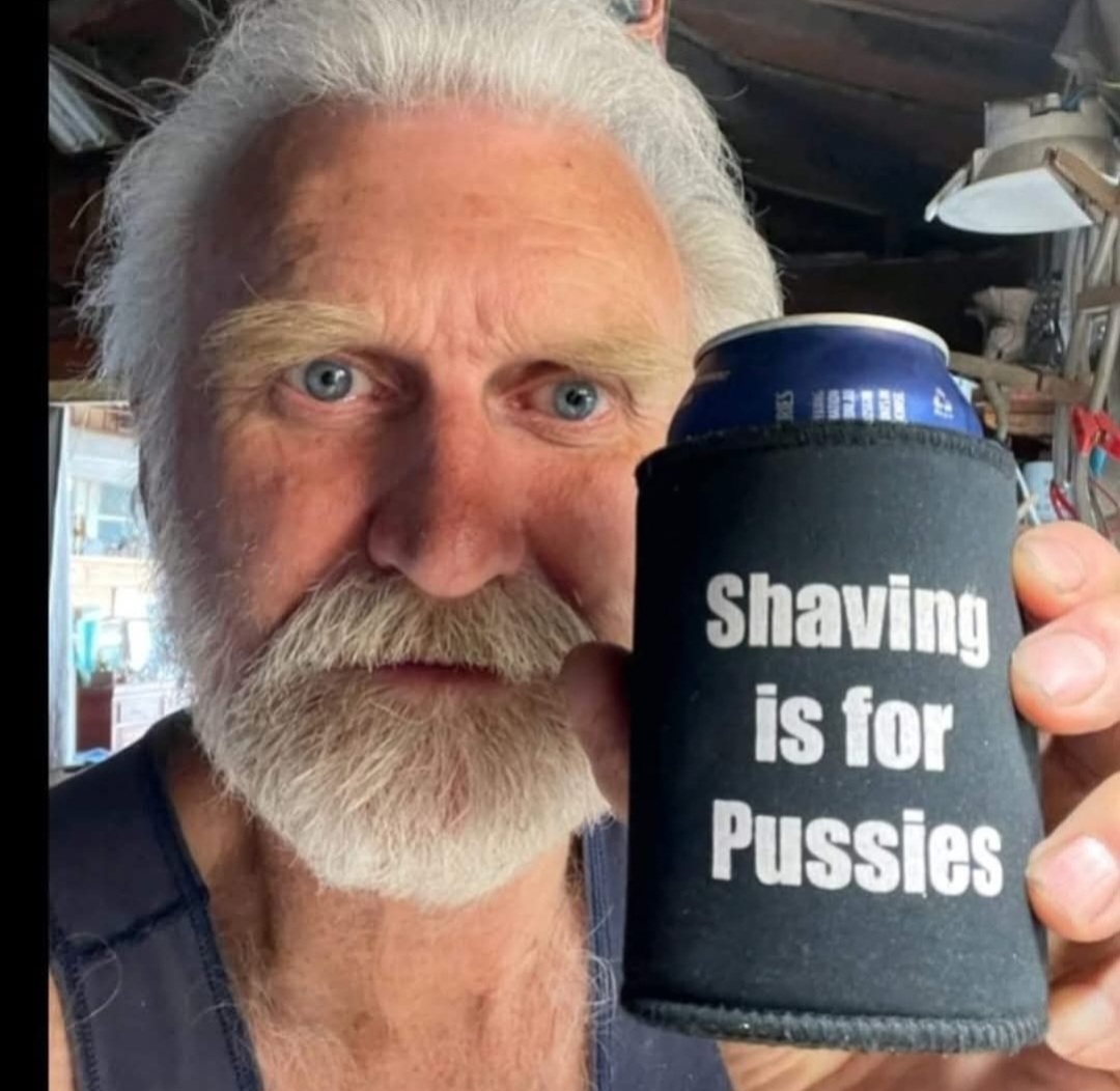 Skull Beer Stubby Holder Shaving Is For Pussies